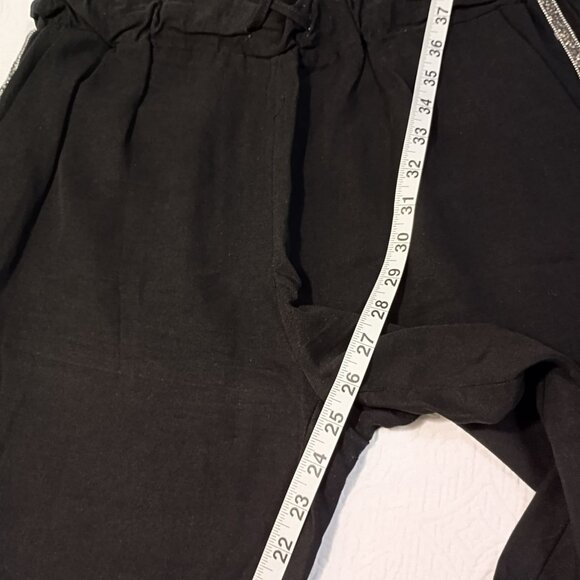 Zara Black Jogger Pants Size L With Side Rhinestone Detailing - Tencel Fabric - Picture 12 of 13